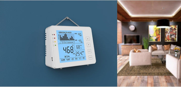 Seben 1200P W CO2 Messgerät und Monitor mit Ampel, akustischer Alarm, Datenlogger für die Messung vo