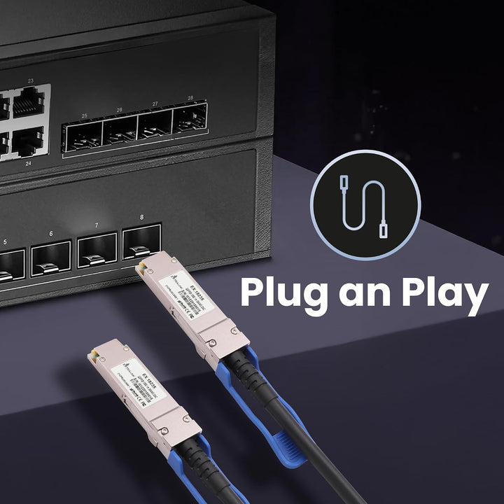 Extralink DAC QSFP28 Kabel 1m – Passives Twinax Kabel 100Gbit, QSFP28 zu QSFP28, MSA kompatibel, für