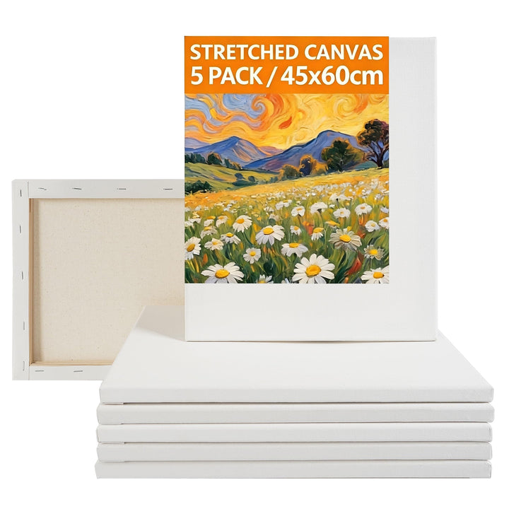CONDA 45x60cm Leinwand zum Bemalen, 5 Stück Gestreckte Leinwand, Grosse Leinwand Aus 100% Baumwolle,