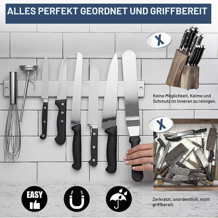 [Verbesserte 50cm] Magnetleiste Messer, Extra Starker Magnet Messerhalter aus Edelstahl, Magnetleist