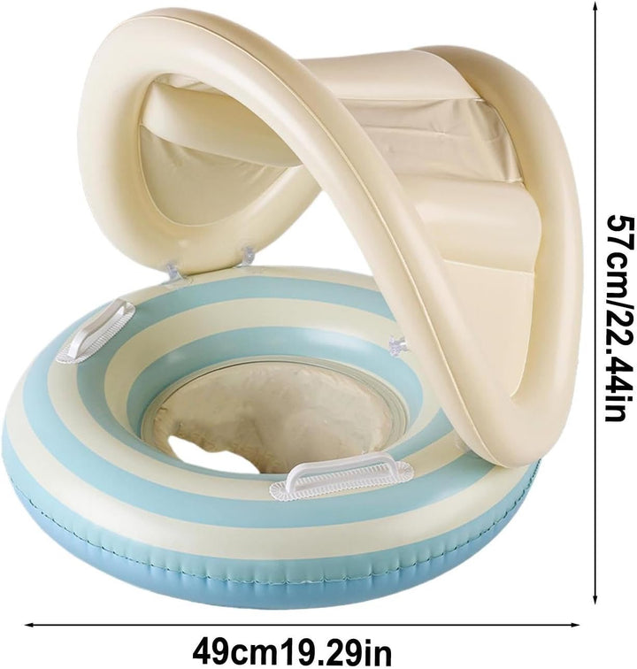 Kinder Aufblasbare Pool Schwimmhilfen Schwimmender Sitz mit Sonnendach Blau, Blau