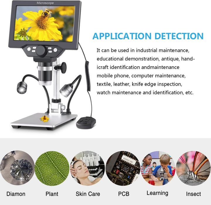 Koolertron LCD Digital Mikroskop, 7 Zoll 1080P USB Mikroskop mit Licht und Fernbedienung, Mikroskopk