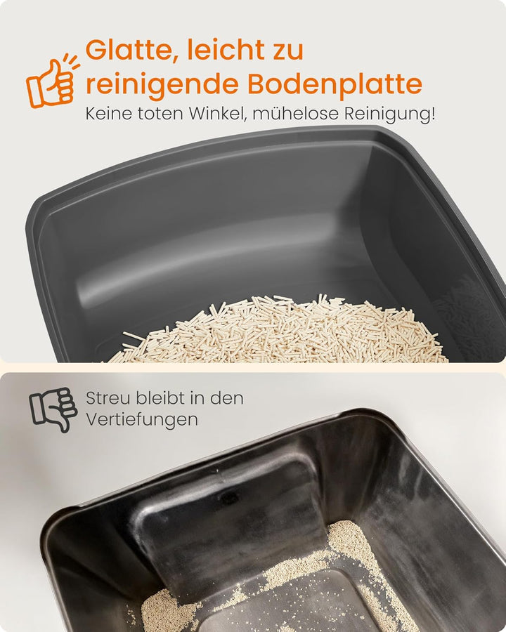 Feandrea Katzenklo mit hohen Seitenwänden, XL, offene Katzentoilette, mit Schaufel, für Kätzchen und