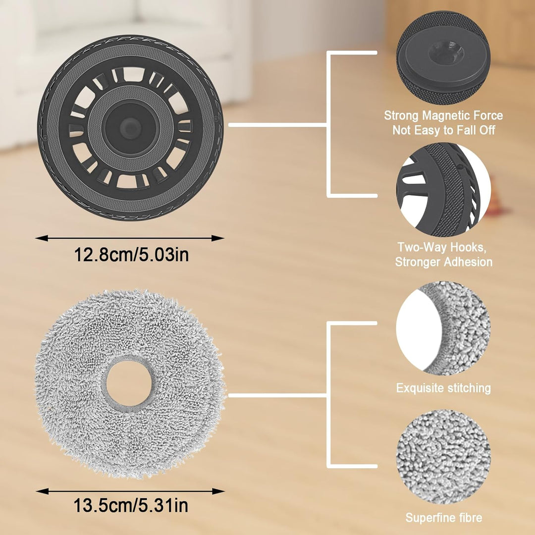 4 Wischtücher mit 2 Ersatzhalterung Zubehör für Dreame L20 Ultra/L10s Ultra Gen2/L10s Pro Ultra Heat