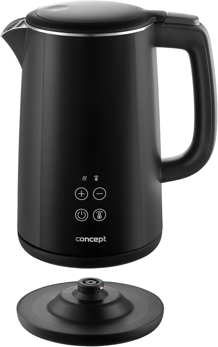 Concept RK3360 Digitaler Edelstahl-Wasserkocher mit Temperaturregelung 1,5 l, Schwarz 1.5 Liter Schw