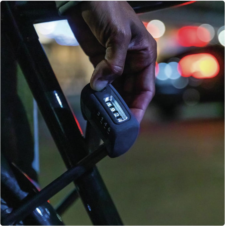 ABUS Faltschloss Bordo 6000C LED mit SH Schlosshalterung - faltbares Fahrradschloss mit beleuchtetem