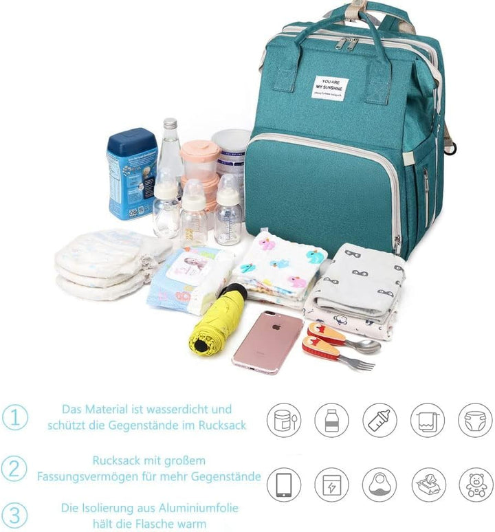 Baby Wickeltasche Rucksack,Diaper Backpack,Babytasche Reiserucksack mit Wickelauflage,Multifunktiona