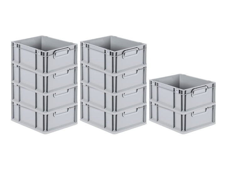 PROREGAL SuperSparSet 10x Eurobox NextGen Grip | HxBxT 17x30x40cm | Griffe geschlossen | Glatter Bod