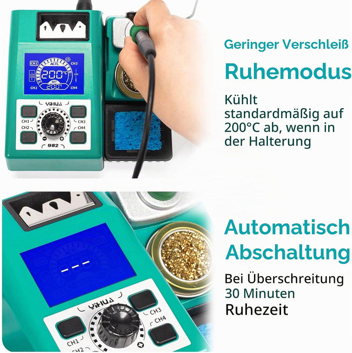 YIHUA 982 Präzisions Lötkolben Stations Kit mit digitalem LCD-Display, 210 Lötspitzenkartuschen, Löt