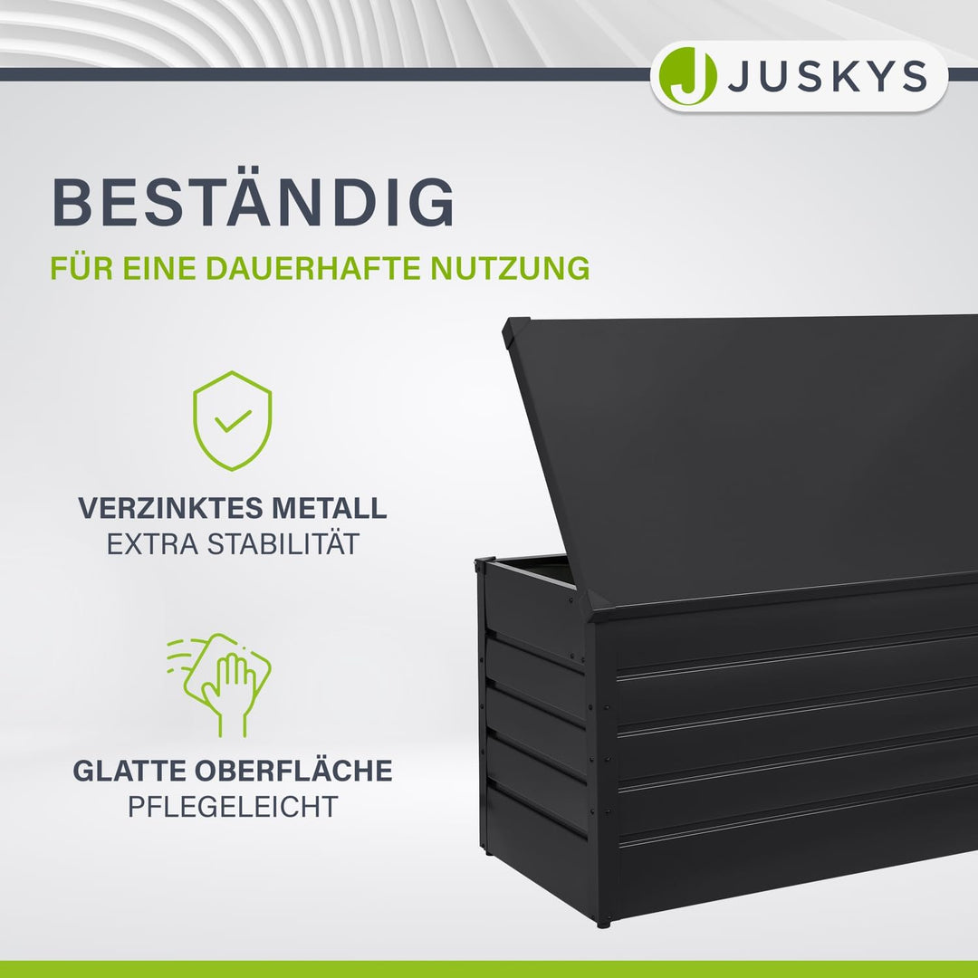 Juskys Metall Aufbewahrungsbox Limani 380 Liter - Outdoor Box - wasserdicht, abschliessbar - Gartenb