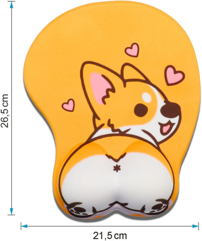 AOKSUNOVA 3D Mauspad mit Gelkissen Ergonomisches Mousepad mit Gel Handauflage Corgi Hund MI-100, MI-