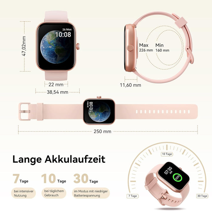 Smartwatch Herren Damen mit Telefonfunktion Alexa Integriert -Fitnessuhr 110+ Sportmodi &IP68-1,91"