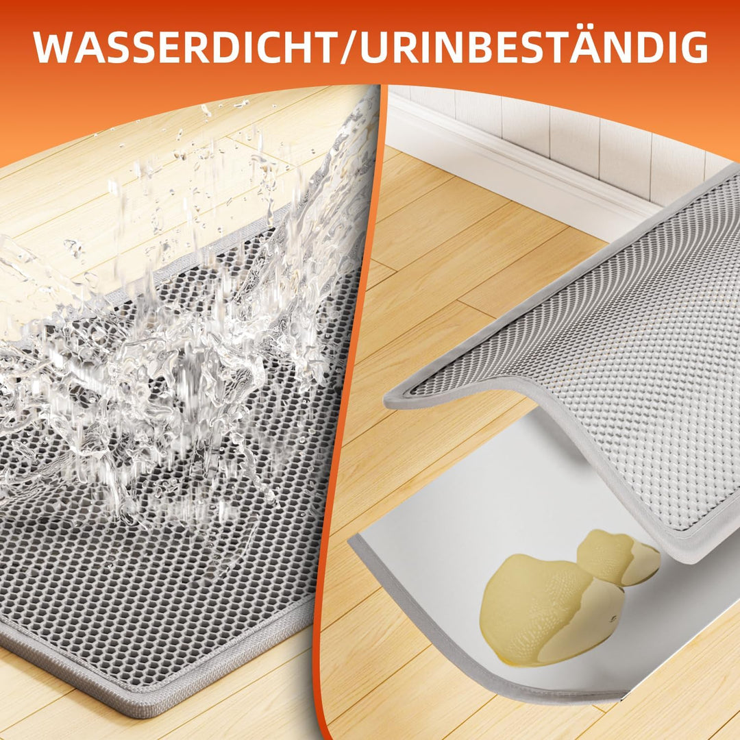 ASOBEAGE Katzenklo Matte, Katzenstreu Unterleger Waben Design Vorleger wasserdichte Doppelte Schicht