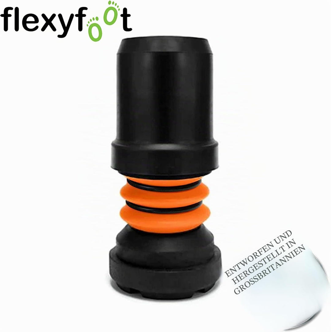 Flexyfoot Stossdämpfende Krückenspitze – 19mm – Schwarz | verbessert den Halt, verbessert die Sicher