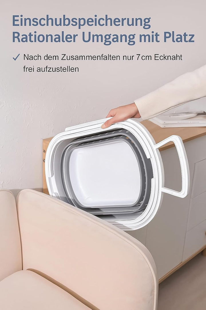 König Design Faltbarer Wäschekorb aus Kunststoff mit Rädern, 38 Liter, zusammenklappbar, mit Rollen,