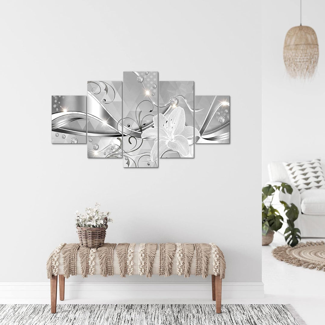 Runa Art Bild Wohnzimmer Schlafzimmer Blumen Lilien 5 Teilig Abstrakt Schwarz Weiss Wandbilder auf V
