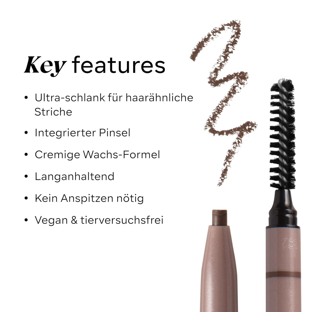 DASHL Brow Filler Pencil, Micro Eyebrow Pencil, Ultra-Slim Precision, Long-Lasting, 100% Vegan (Ebon