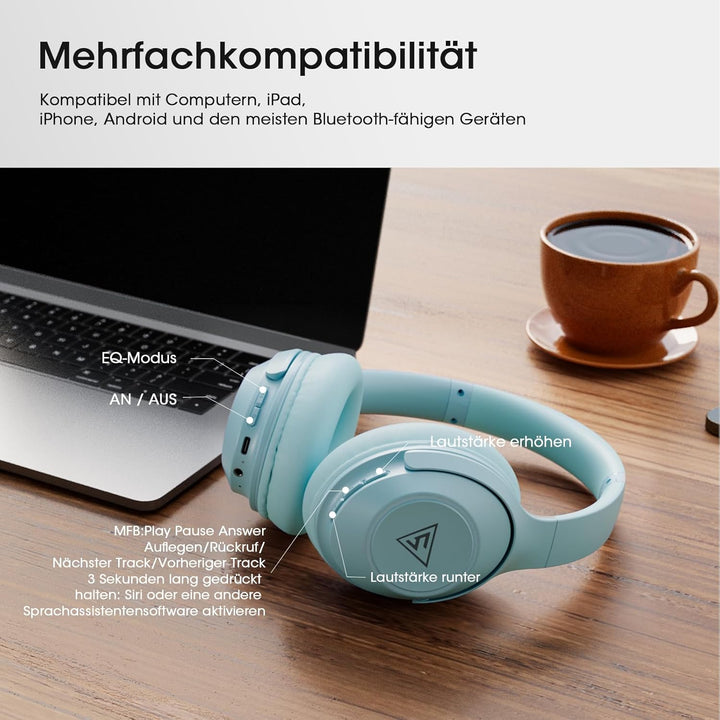 DOQAUS Kopfhörer Kabellos Bluetooth,70Std Kopfhörer Over Ear mit, Bluetooth 5.4 Kpfhörer mit Kabel,