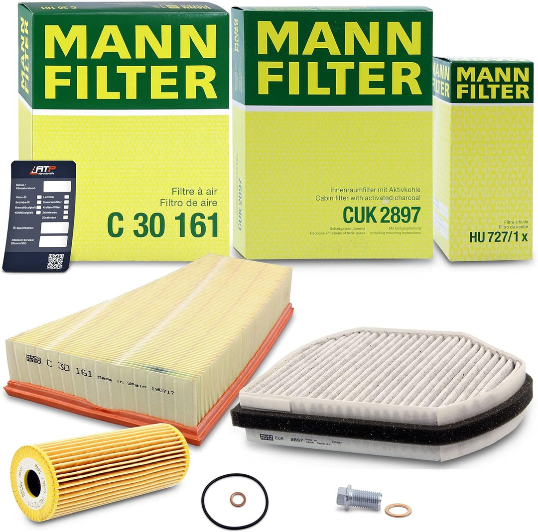1x MANN-FILTER Ölfilter, 1x MANN-FILTER Luftfilter, 1x MANN-FILTER Innenraumfilter (Aktivkohlefilter