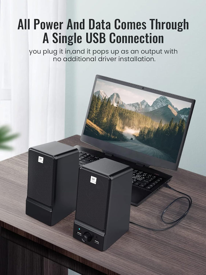 OROW USB Desktop Lautsprecher,HI-FI Stereo Sound USB-betriebener Lautsprecher für PC,16W Lautspreche