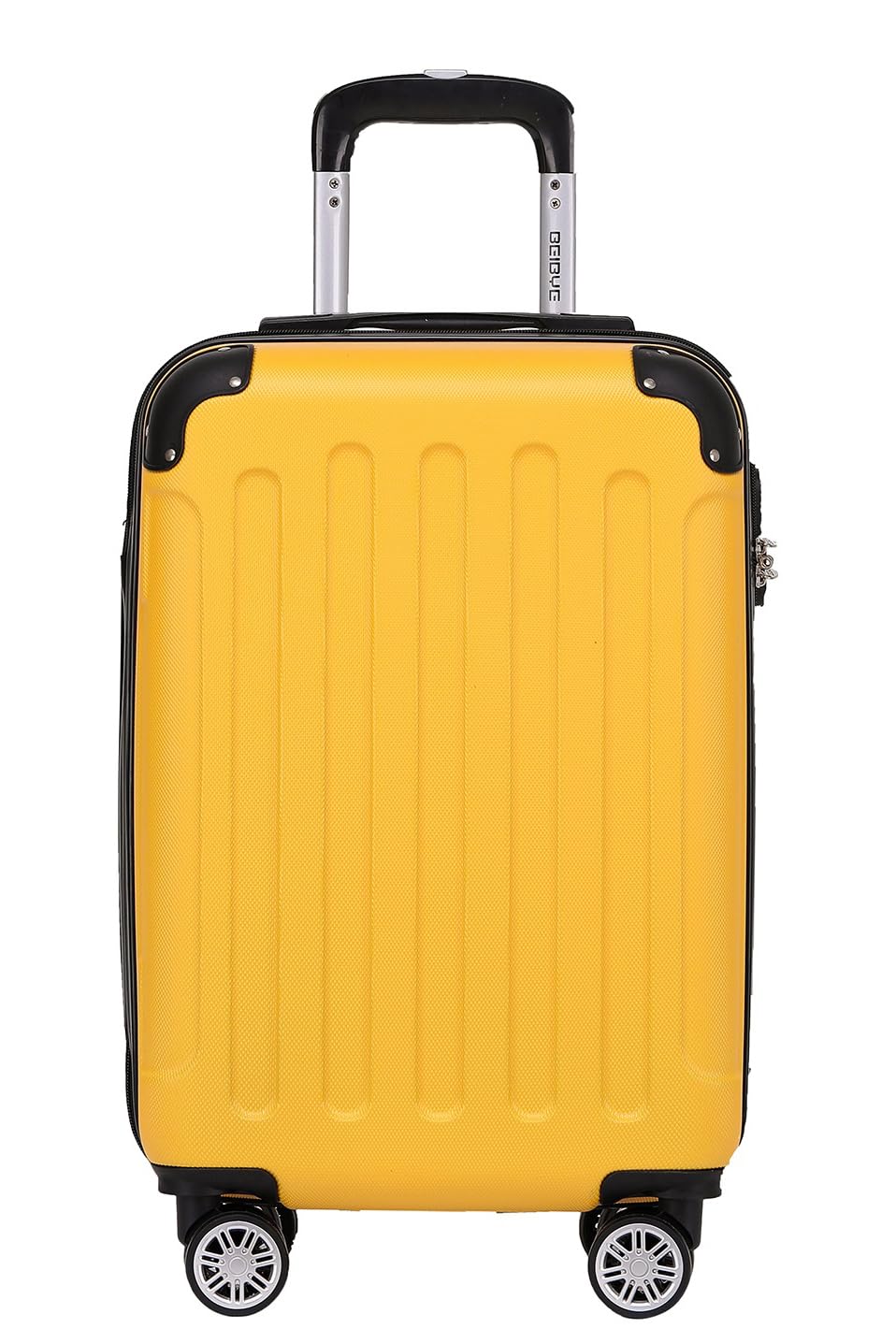 BEIBYE- Hartschalenkoffer Koffer Trolley Rollkoffer Reisekoffer Zahlenschloss 4 Zwilings-Rollen (Yel