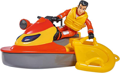 Simba 109251048 - Feuerwehrmann Sam Juno Jet Ski, mit Elvis Figur, Sitzfläche zum Aufklappen, schwim