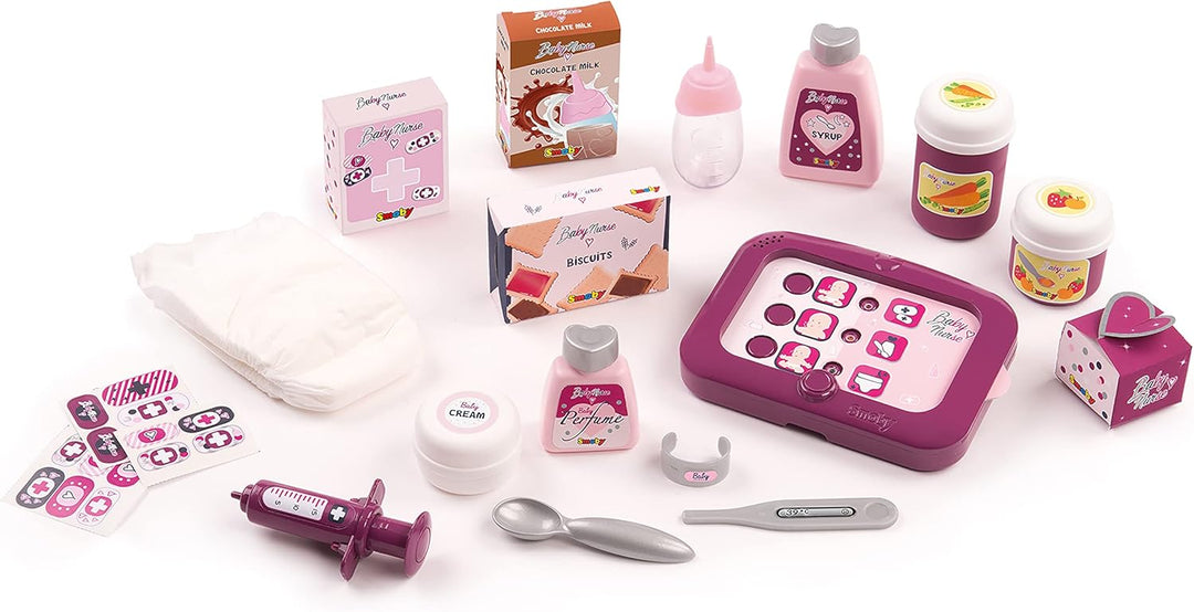 Smoby - Baby Nurse elektronische Puppenpflege-Station - Puppenbett mit Mobile, elektronisches Bedien