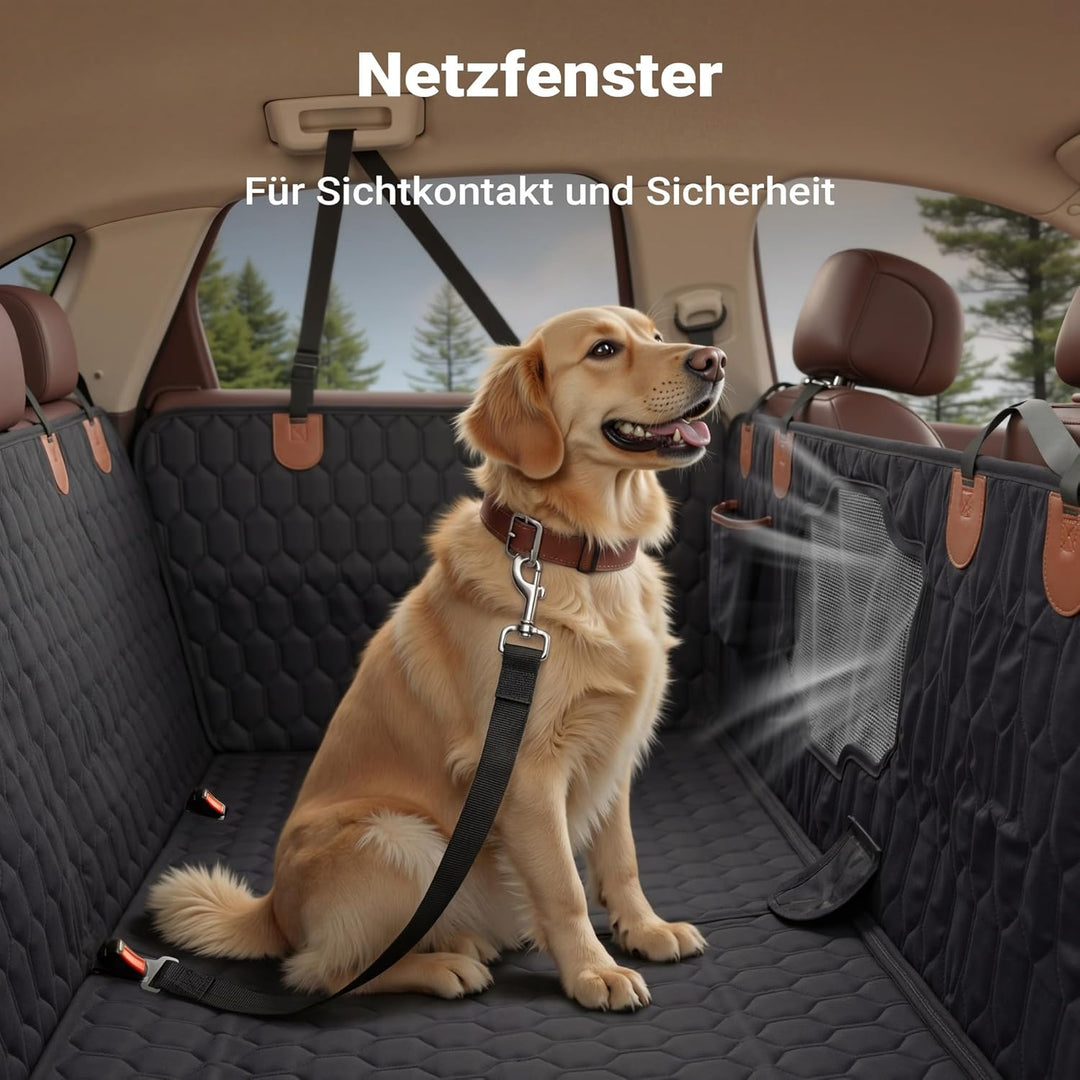 Fudajo Decke für Rücksitz für Hunde 137x147cm, Teilbarer Rückbankschoner mit Sichtfenster für Autofa