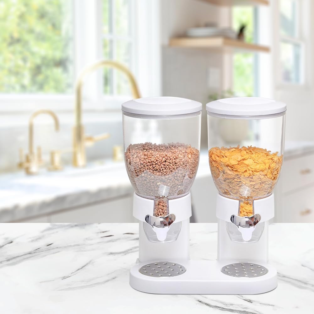 Supfine Müslispender Doppelt, 2 x 3,5 Liter Behälter Müslispender, Cerealienspender für Getreide, Tr