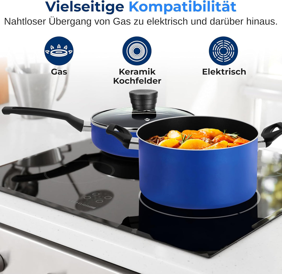 SereneLife Töpfe und Pfannen Set, Kochgeschirr Set 20-Teilig, Antihaft Cookware Set Inkl. Topfset, P