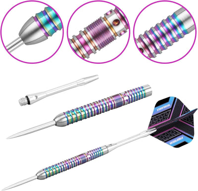 WIN.MAX Dartpfeile mit Metallspitze 90% Tungsten 3 Stück 90% Wolfram Stahl Darts 18-28 Gramm Dart pr