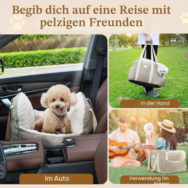 Pawaboo Hunde Autositz für kleine Hunde, Klein Hundesitz mit Fest Schnalle und Sicherheitsgurt, Verd