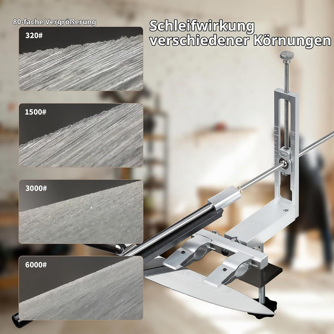 CWOVRS Messerschärfsystem, 360° Dual Klemmensystem Schnellspann-C-Klemme Messerschleifer, 2-fach Win