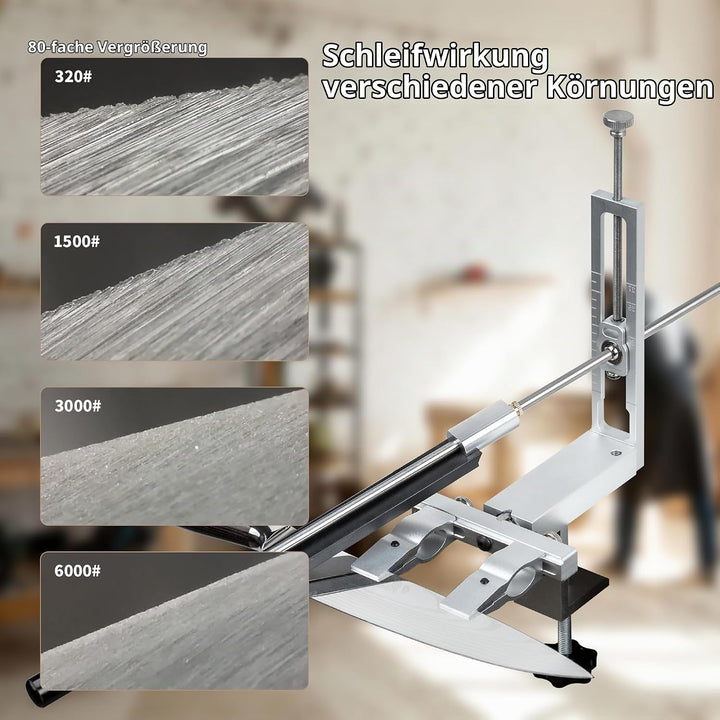 CWOVRS Messerschärfsystem, 360° Dual Klemmensystem Schnellspann-C-Klemme Messerschleifer, 2-fach Win