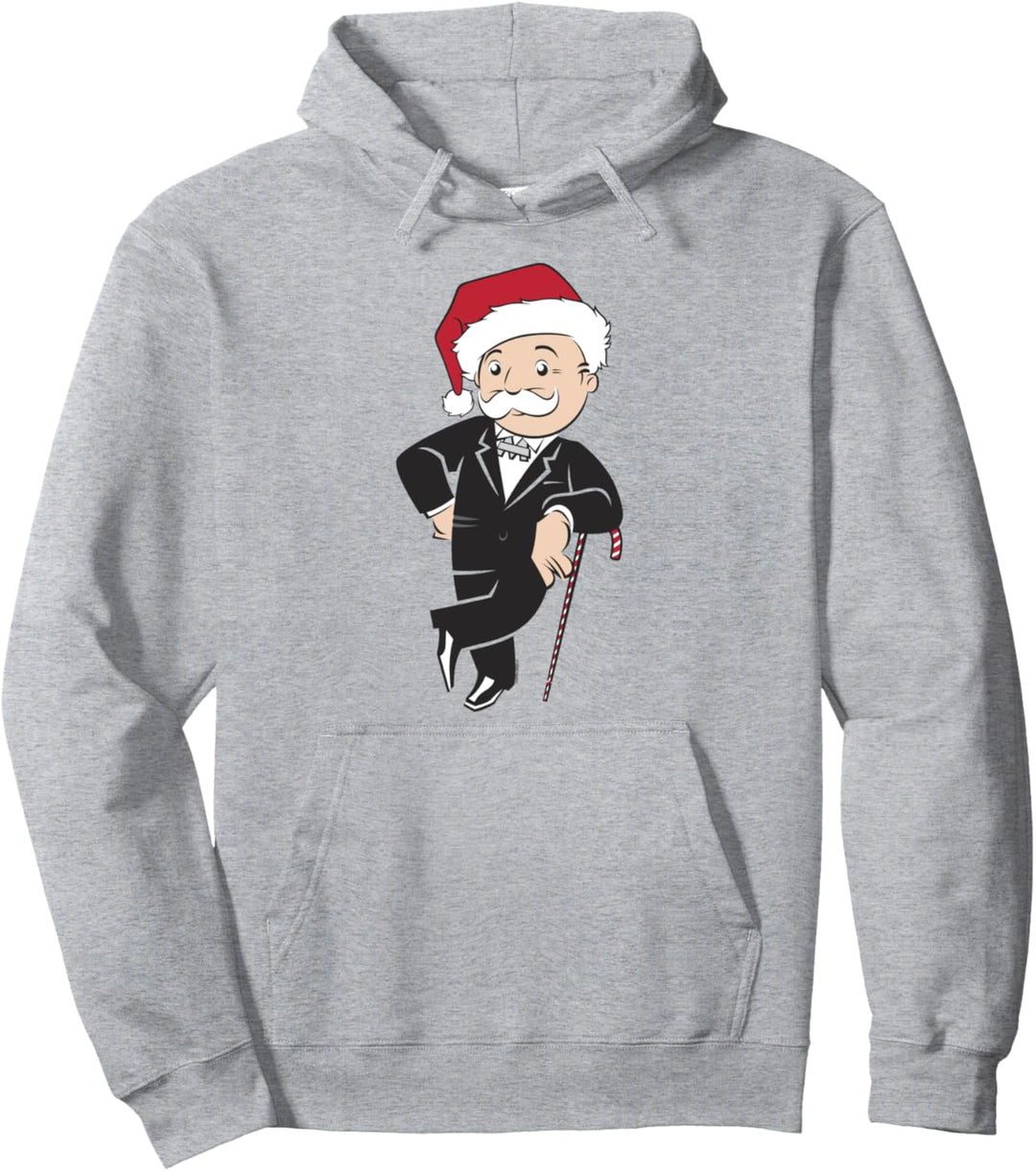 Monopoly Christmas Rich Uncle Pennybags Santa Hat Portrait Pullover Hoodie