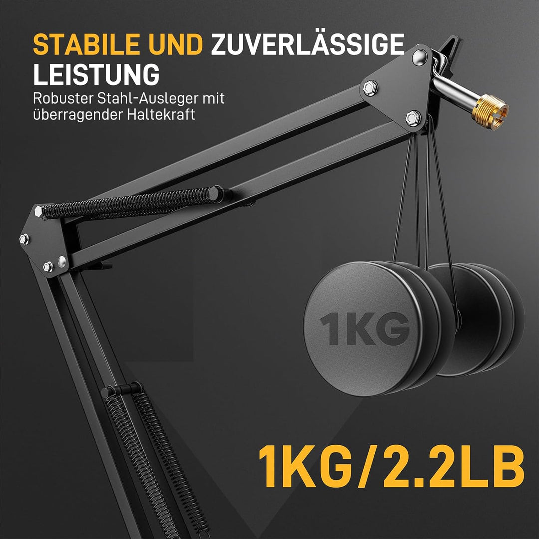 Maono Mikrofon arm, Verstellbarer Mikrofonständer für Podcast, Gaming, Streaming & Aufnahmen – inkl.