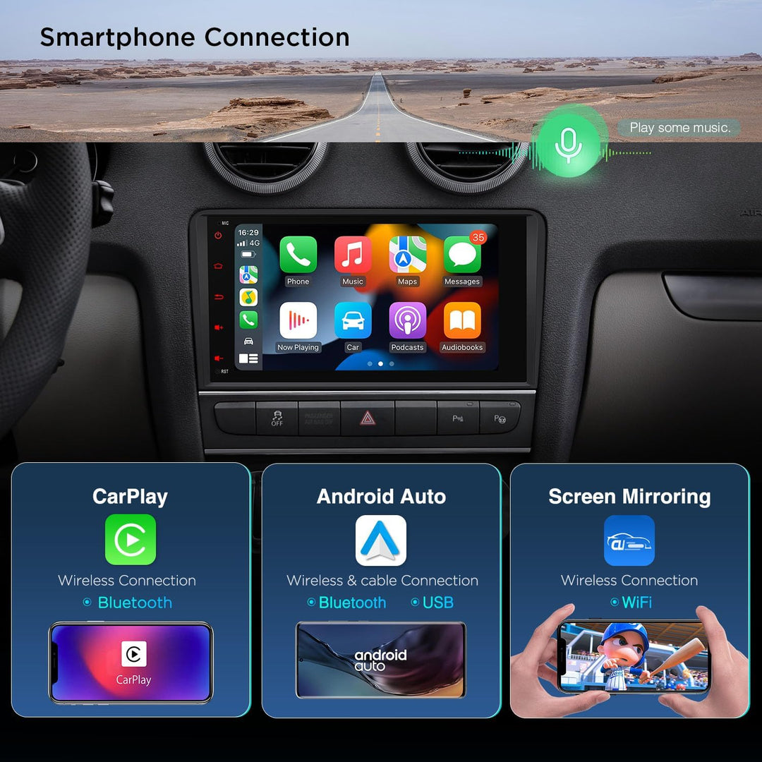 XTRONS 8" Autoradio für Audi A3 8P S3 RS3 Eingebautes DAB Plus Android 14 | Octa Core 4+64GB Autorad