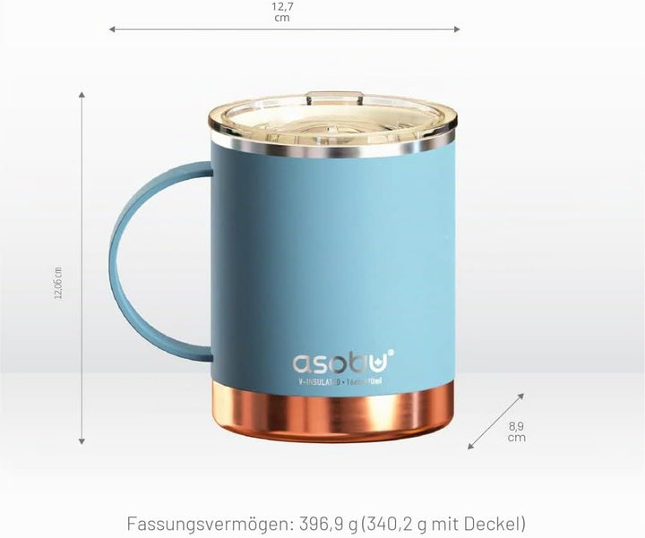 Asobu Ultimate Edelstahl Keramik Innenbeschichtung Isolierbecher babyblau, 1 Count (Pack of 1) Baby
