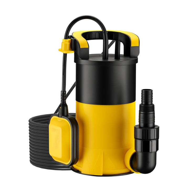 Wiltec Tauchpumpe mit Schwimmer 900 W, flachabsaugende Pumpe bis 1 mm, Tiefbrunnenpumpe 9 m Förderhö