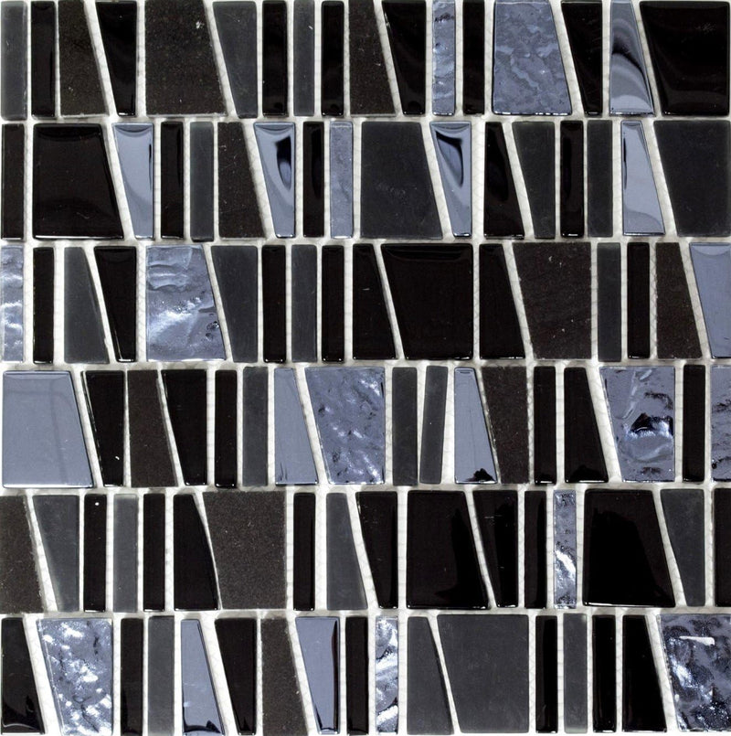 Glasmosaik Leiter Crystal/Stein mix schwarz Transluzent Transparent 3D, Mosaikstein Format: 10x48+10