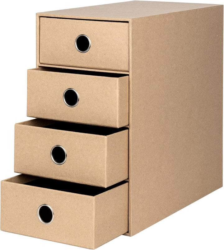 Rössler 1524452624 - S.O.H.O. 4er Schubladenbox für DIN A5, mit Griffloch, Kraft, 250 x 175 x 320 mm