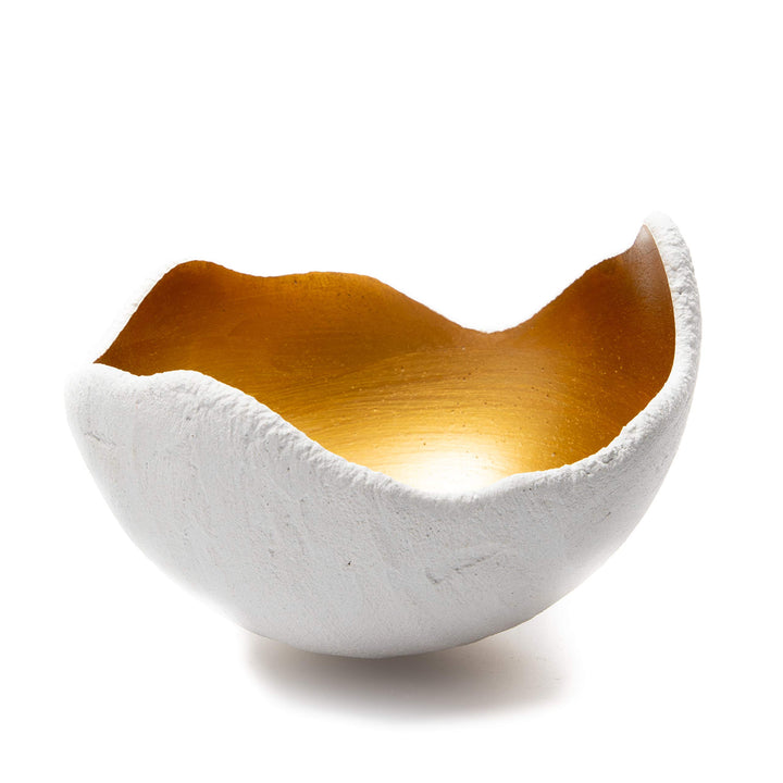 Lichtschale gold - M (20cm) - Beton weiss - Unikat handmade - Windlicht - Geburtstagsgeschenk - Deko