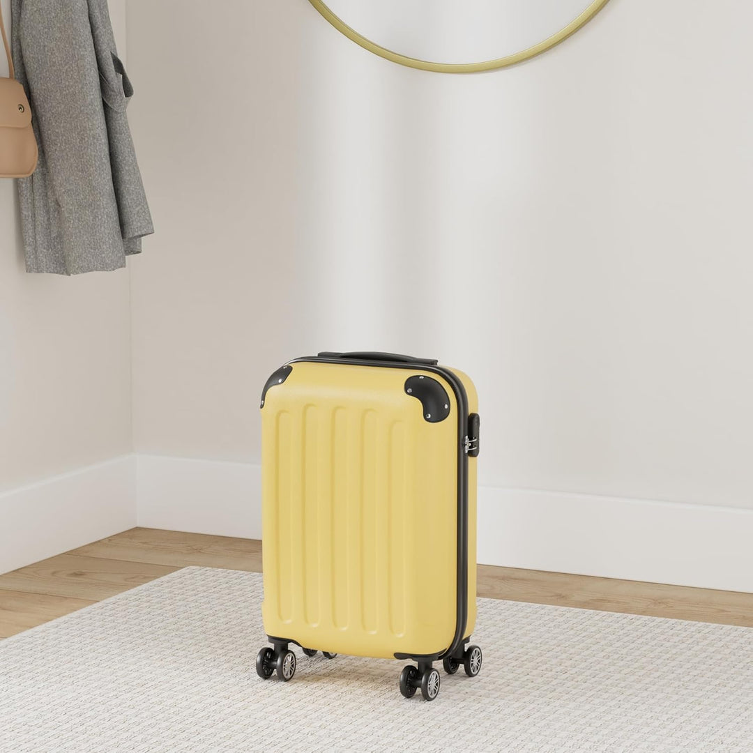 BEIBYE Hartschalen-Koffer Trolley Rollkoffer Reisekoffer Handgepäck 4 Rollen (M-L-XL-Set) (Yellow, M