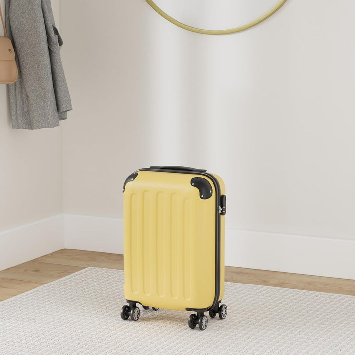 BEIBYE Hartschalen-Koffer Trolley Rollkoffer Reisekoffer Handgepäck 4 Rollen (M-L-XL-Set) (Yellow, M