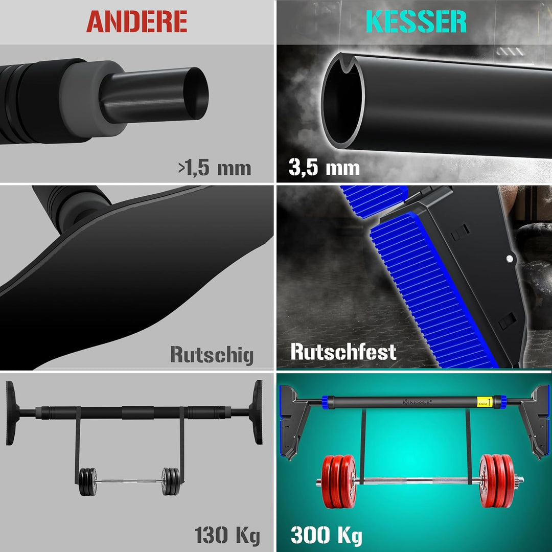 KESSER® Klimmzugstange Türrahmen verstellbar, Pull Up Bar Heimturnhalle, Reckstange ohne Schrauben/B