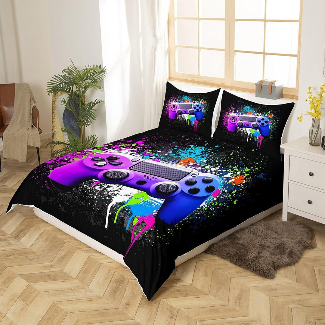Bunt Tie Dye Gamepad Bettwäsche Set Modern Gamer Spiele Bettbezug Set Bunte Krawattenfarbe Spritztin