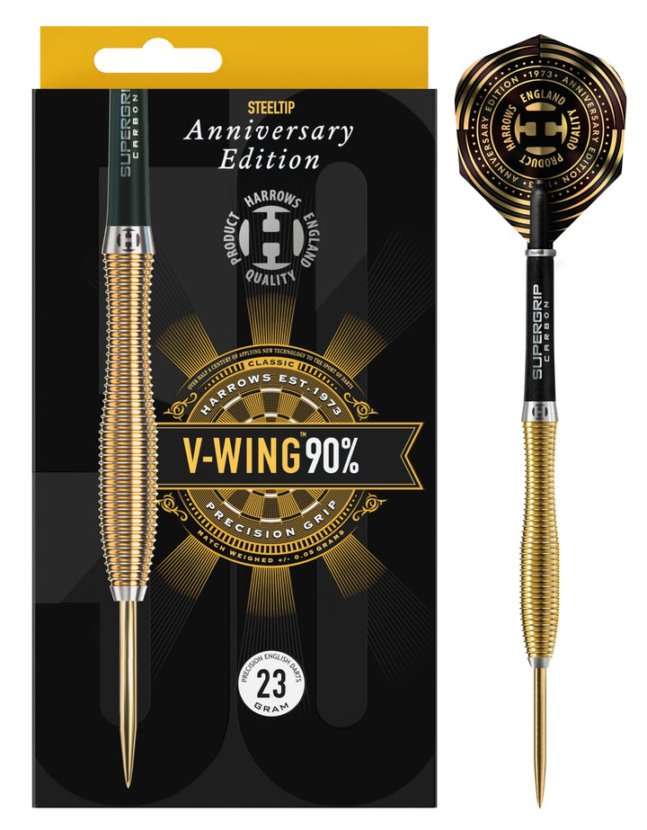 Harrows Steel Darts V-Wing 50 Years Golden Anniversary Edition 90% Tungsten Steeltip Dart Steeldart