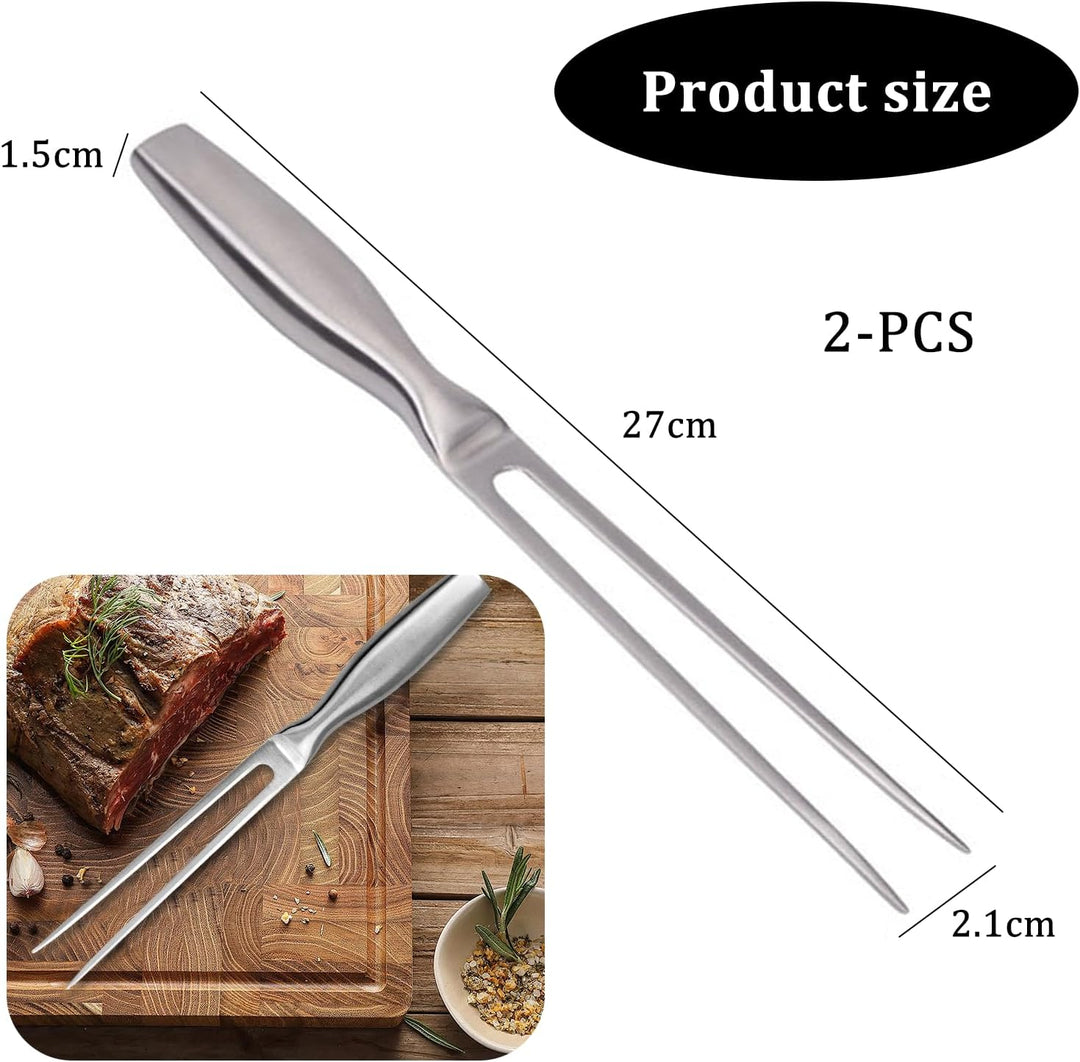 2 Stück Fleischgabel Edelstahl Tranchiergabel mit Ergonomischem Griff Grillgabel Edelstahl Länge 27