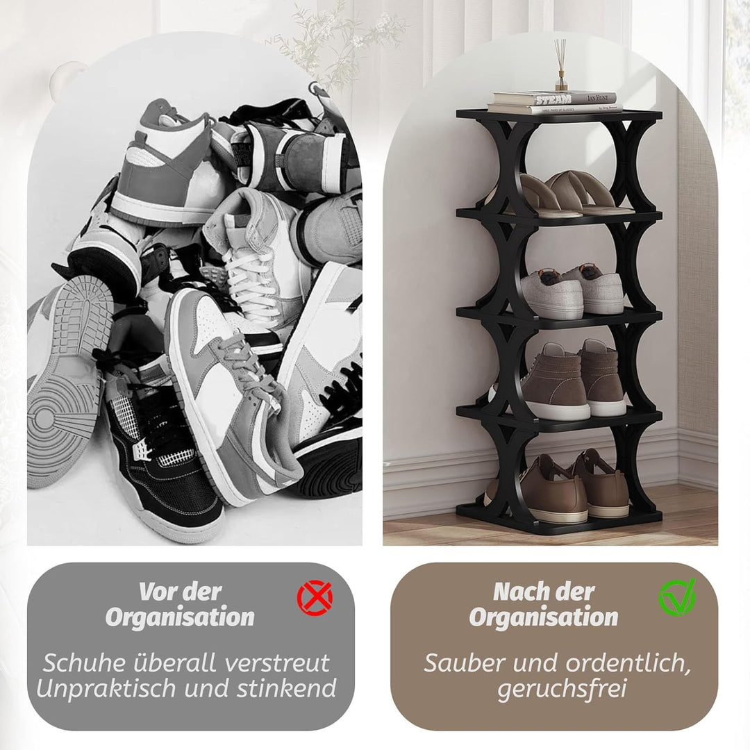 WOLTU Schuhregal mit 5 Ebenen, 2er Set, Schuhablage schmal, Schuhorganizer Schuhaufbewahrung platzsp