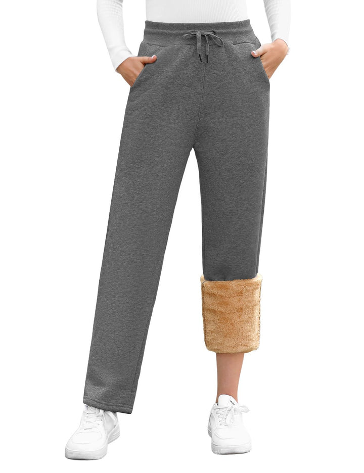 Svanco Damen Warme Jogginghose Thermo Fleece Gefütterte Winter Hosen Lamm Plüsch Kordelzug Sweathose